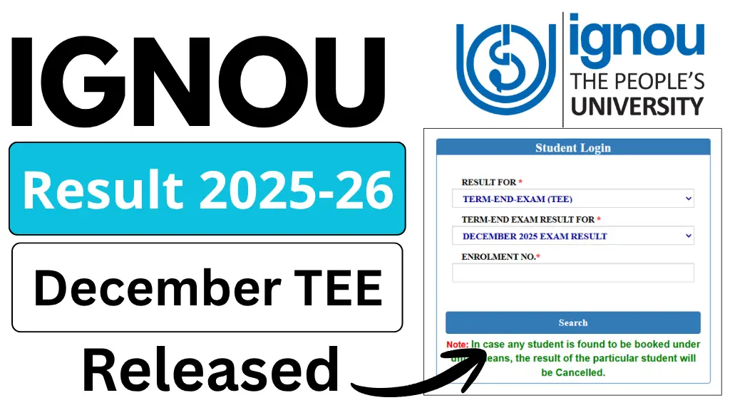 IGNOU Result December 2025-26